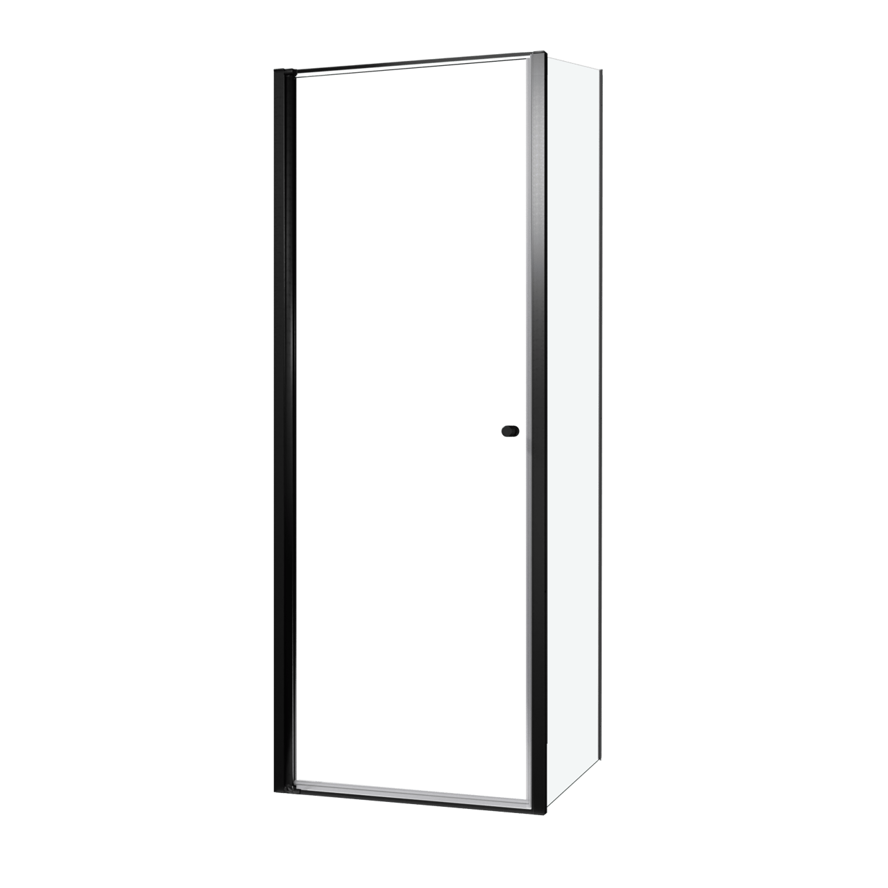 Luca Varess Kuresa coin-douche porte pivotante avec paroi latérale fixe 80 x 90 x 200 cm verre transparent et profil noir mat