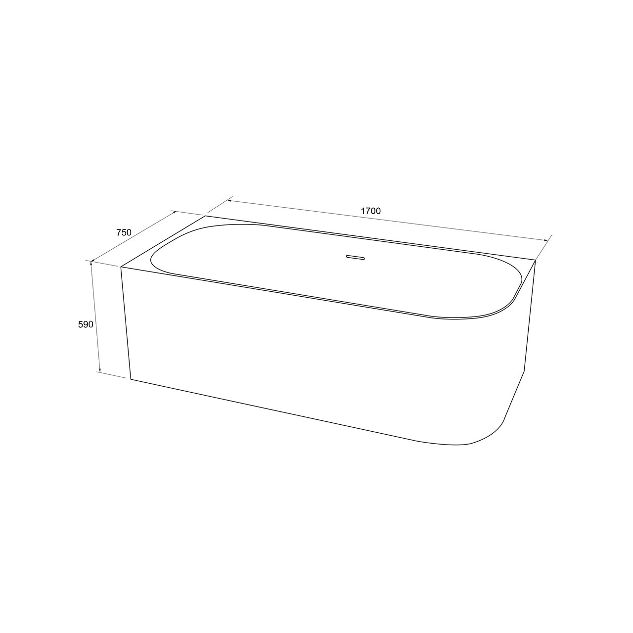 Luca Varess Mezzo baignoire d'angle gauche double 170 x 75 cm acrylique blanc mat