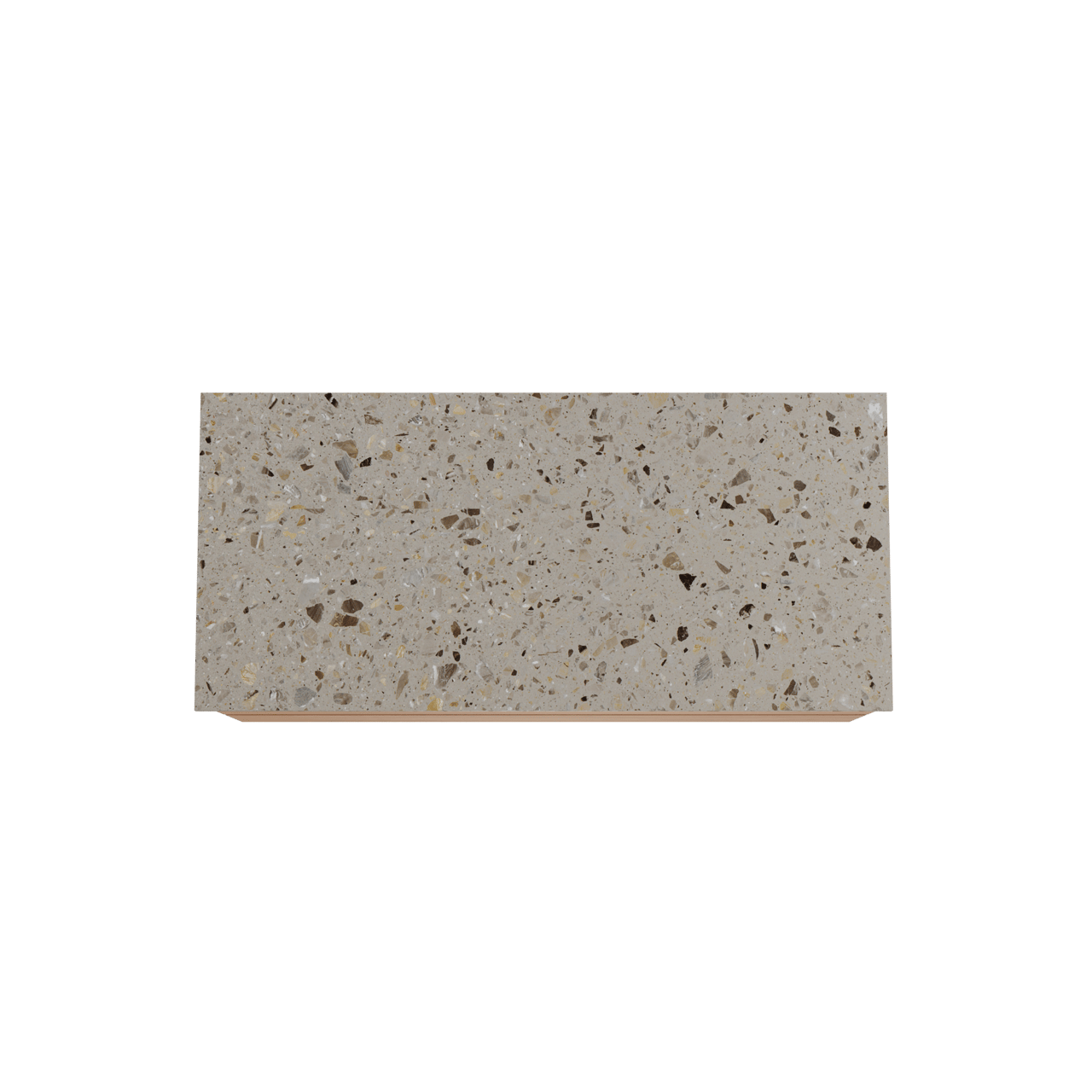 Balmani Mitra hängendes Möbelstück Set: 120 x 55 cm, Teak, mit Stretto Einzel- oder Doppel Waschtischplatte, Terrazzo in Greige