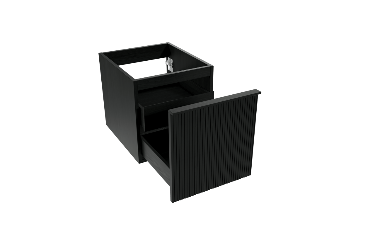Balmani Forma zwevende wastafelonderkast 45 x 55 cm zwart eiken 2 lades vert. sym. groef