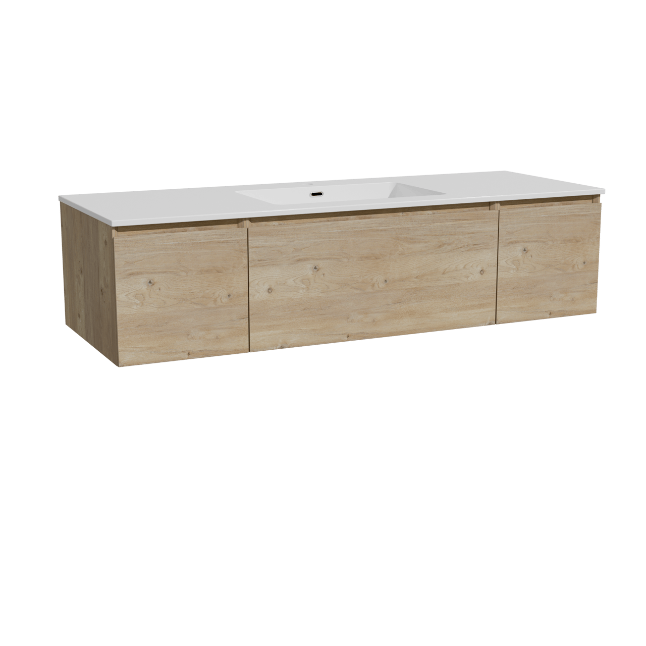 Storke Edge meuble salle de bains suspendu 145 x 52 cm chêne brut avec Diva plan simple en marbre composite blanc brillant