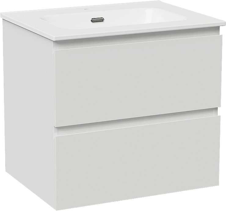 Linie Lado meuble salle de bains suspendu 60 x 46 cm blanc brillant avec Baro plan simple en porcelaine blanc brillant