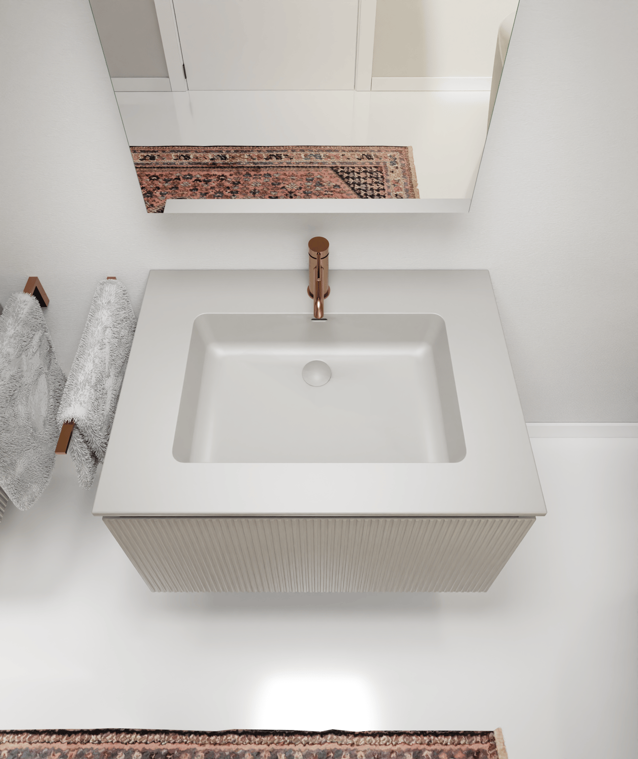 Storke Diva Einzelwaschtisch matt seidengrau Top Solid Seidengrau Matt 75 x 52 cm