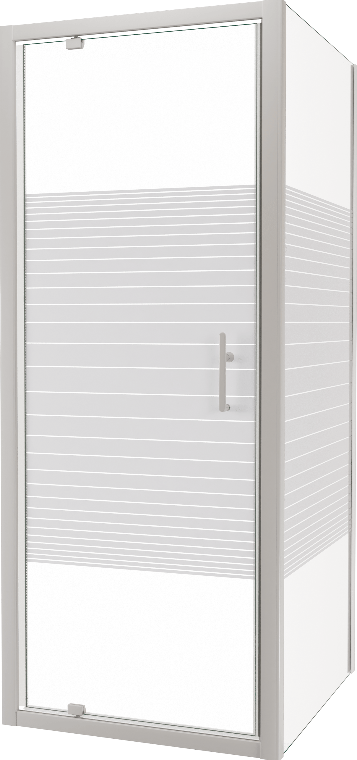 SanyOne Anton douchehoek met draaideur en vaste zijwand, 80 x 90 cm, gestreept glas, witte profielen