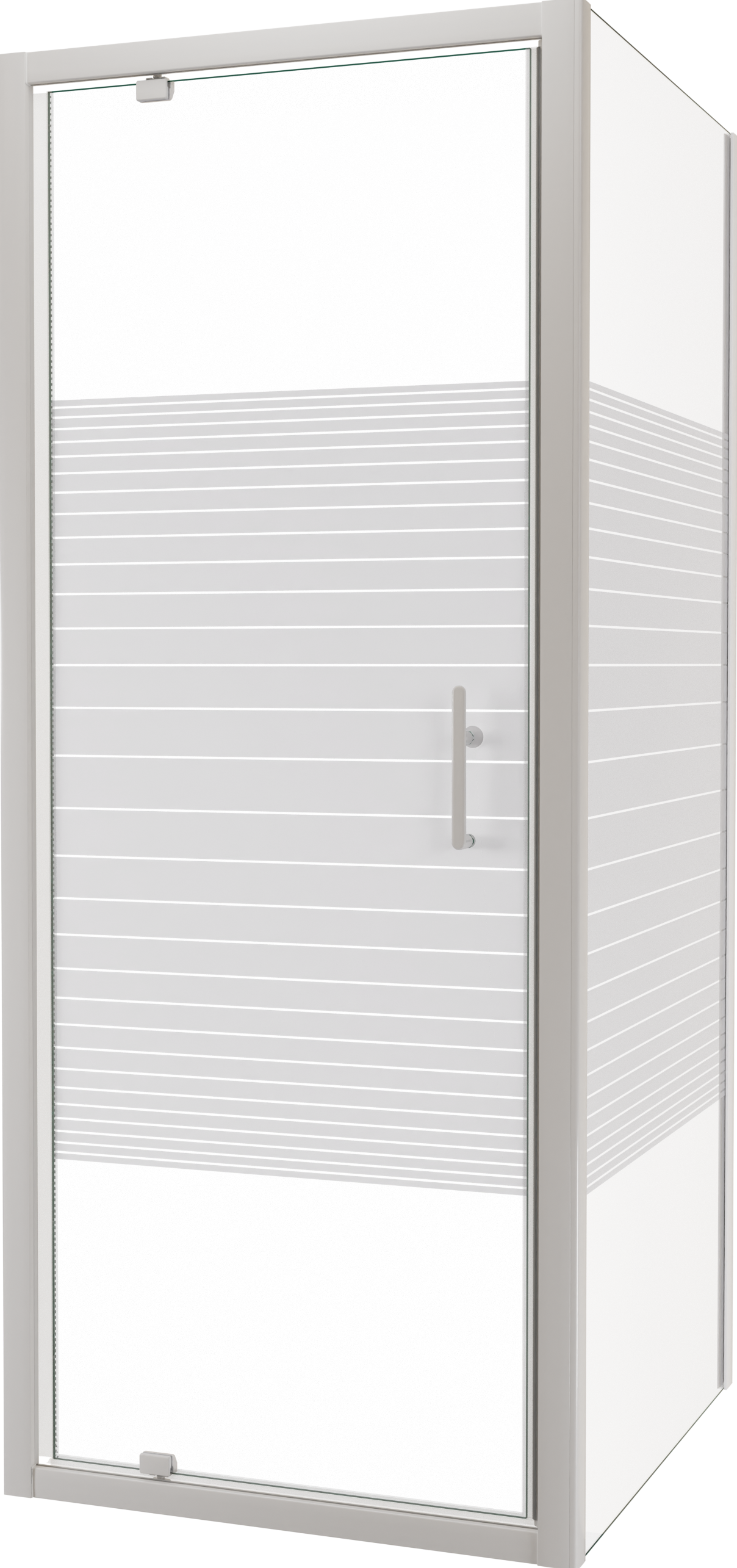 SanyOne Anton douchehoek met draaideur en vaste zijwand, 80 x 90 cm, gestreept glas, witte profielen