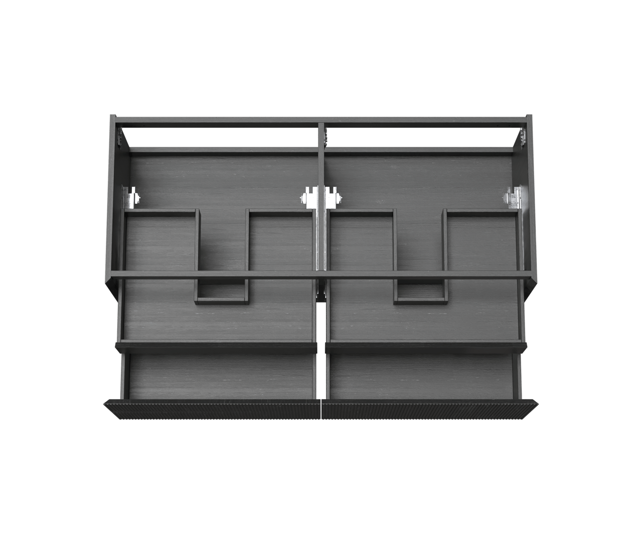 Balmani Fila hängender Waschbeckenunterschrank: 135 x 55 cm, Eiche Schwarz, Furnierholz, 4 Schubladen