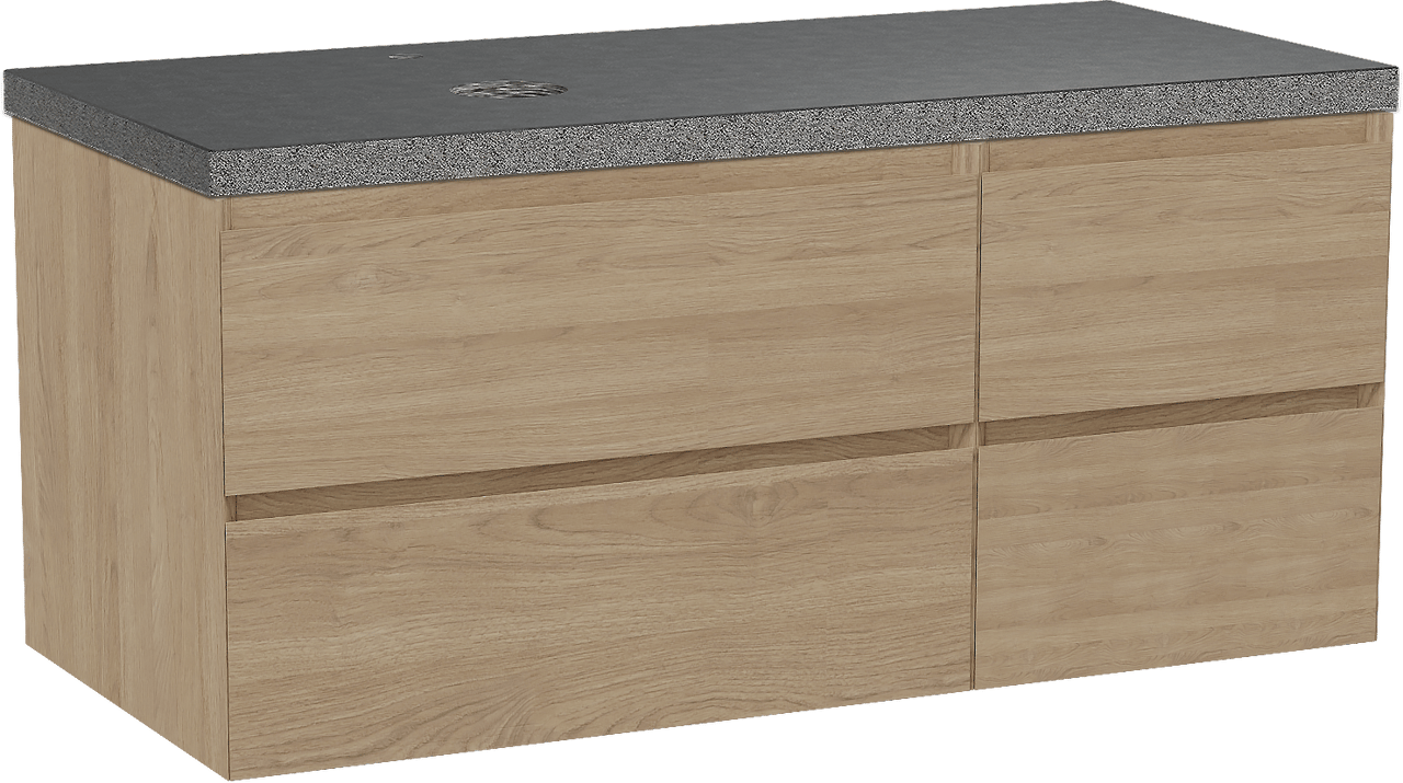 Balmani Mitra Badmöbel Set mit Rock Waschtischplatte für Aufsatzwaschbecken