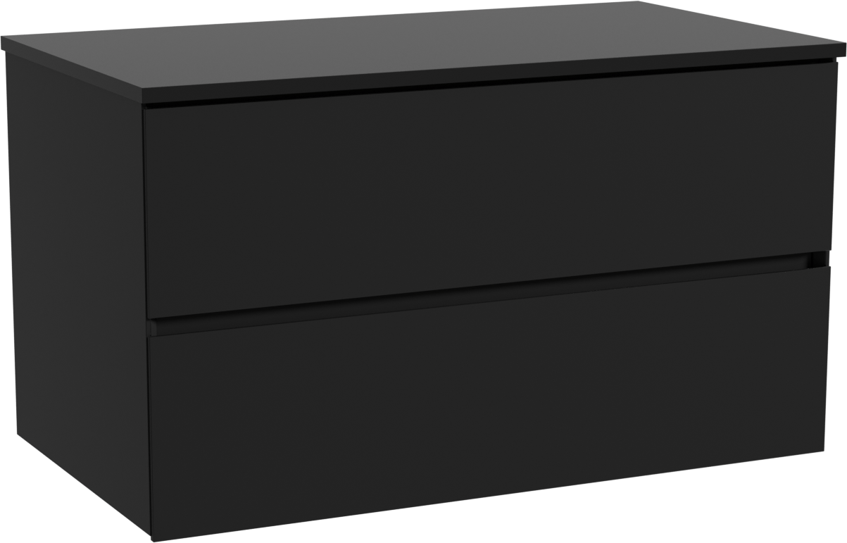 Storke Edge zwevend badmeubel 95 x 52 cm mat zwart met Panton enkel wastafelblad in gepoedercoate mdf mat zwart