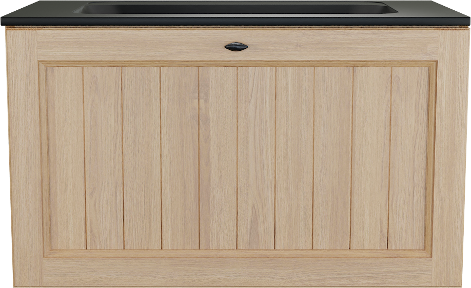 Balmani Lemon zwevend badkamermeubel 90 x 55 cm, fineer natuur eik met Tablo Strada enkele wastafel in mat zwart