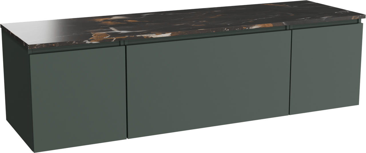 Balmani Sfera meuble salle de bains suspendu 180 x 55 cm forest avec Stretto tablette simple ou double en marbre portoro gold