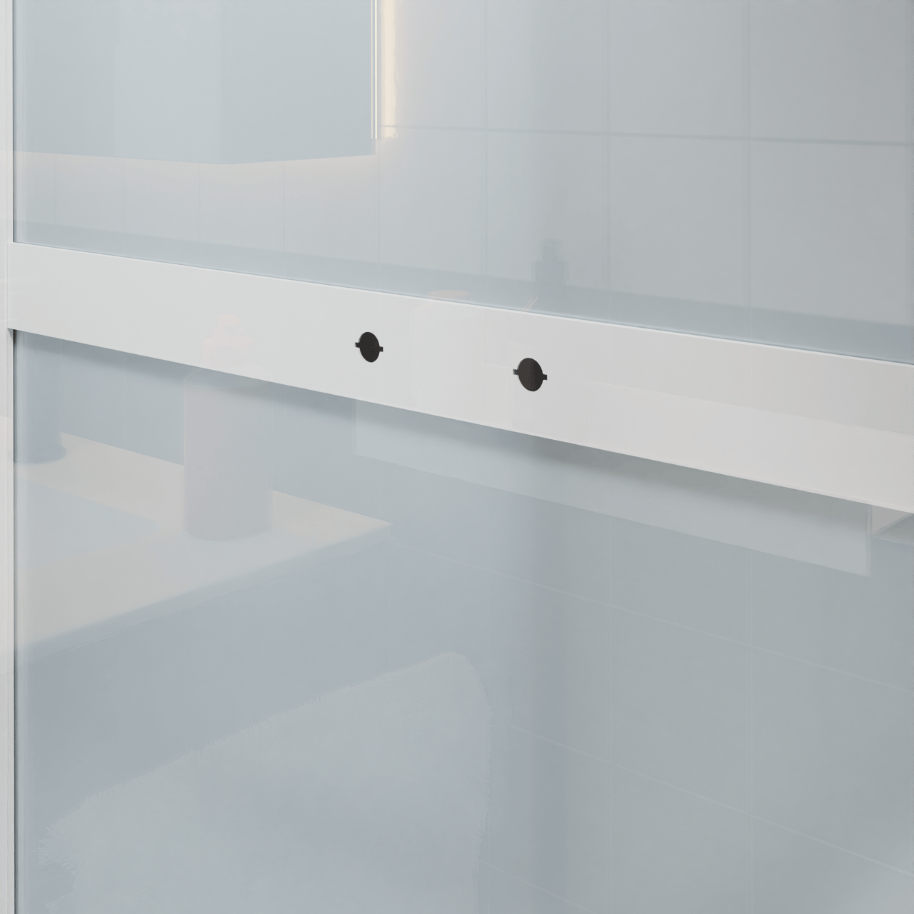 Luca Varess Talan complete douchecabine met draaideuren 90 x 90 cm helder glas met mat gestreepte strook glans wit profiel