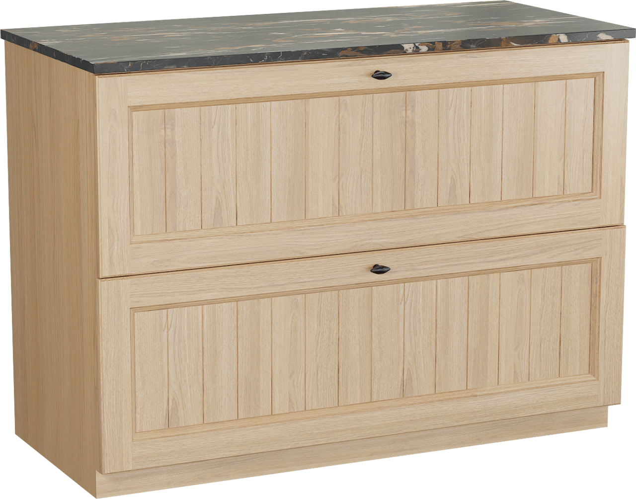 Balmani Lemon staand badkamermeubel 120 x 55 cm, fineer natuur eik met Stretto enkel tablet in portoro gold