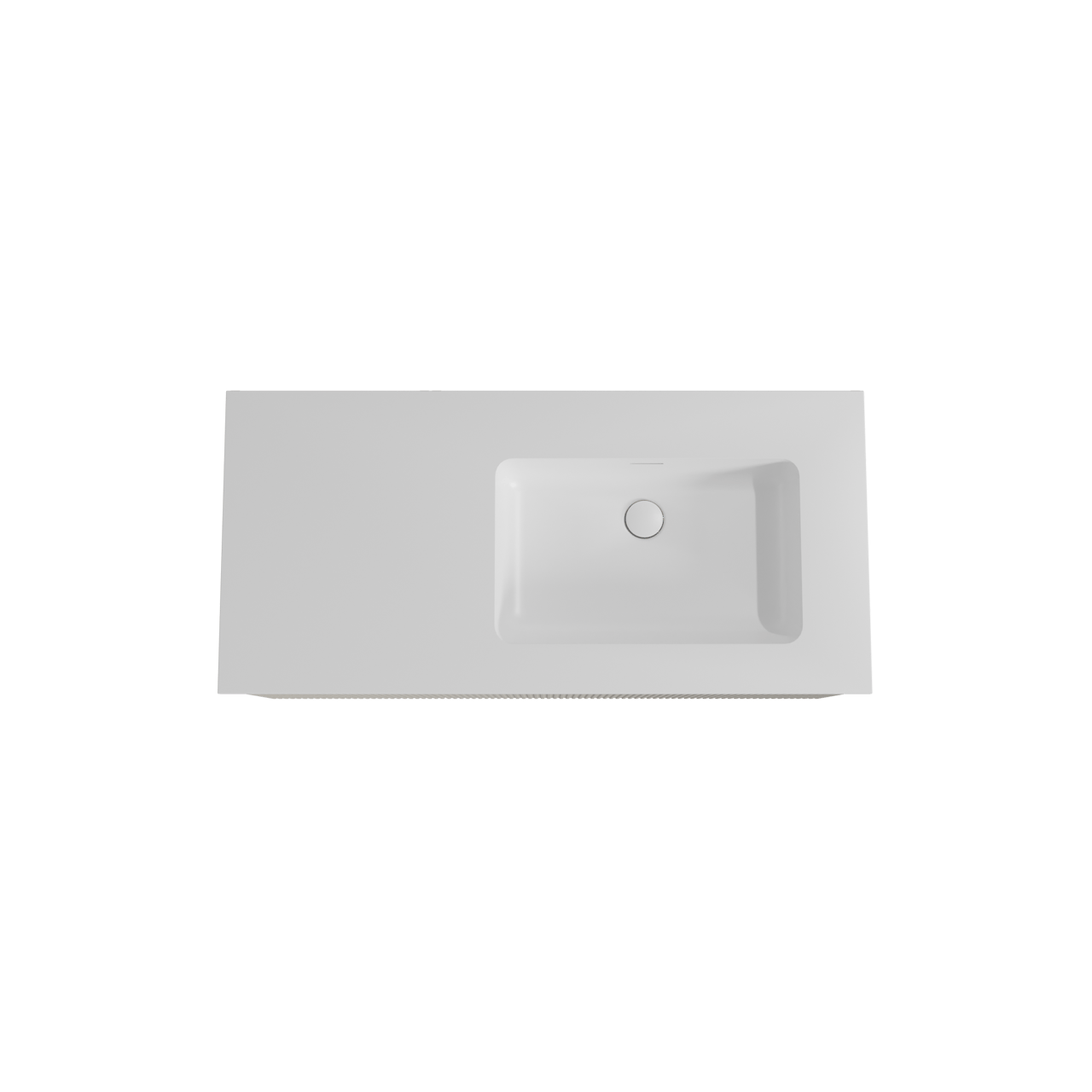 Storke Ribs hängendes Möbelstück Set: 110 x 52 cm, Seidengrau, mit Mata Waschtisch rechts, Solid Surface, Weiß matt, Vertikale symmetrische gerade Rippe