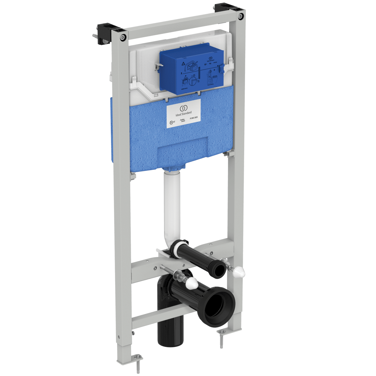 Linie Waldo hangtoilet glanzend wit randloos met Ideal Standard ProSys inbouwreservoir en bedieningspaneel