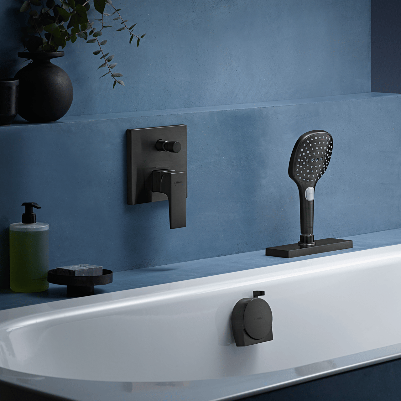 Hansgrohe Exafill S set de finition garniture de remplissage, vidage et trop-plein baignoire Brushed Black Chrome