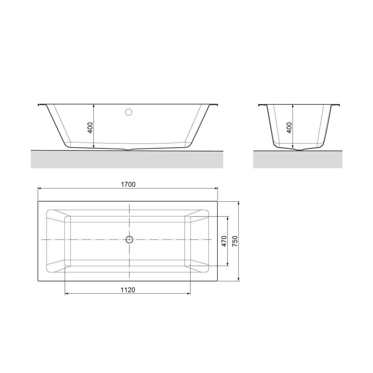 Luca Varess Viticcio tweepersoons inbouwbad 170 x 75 cm acryl mat wit