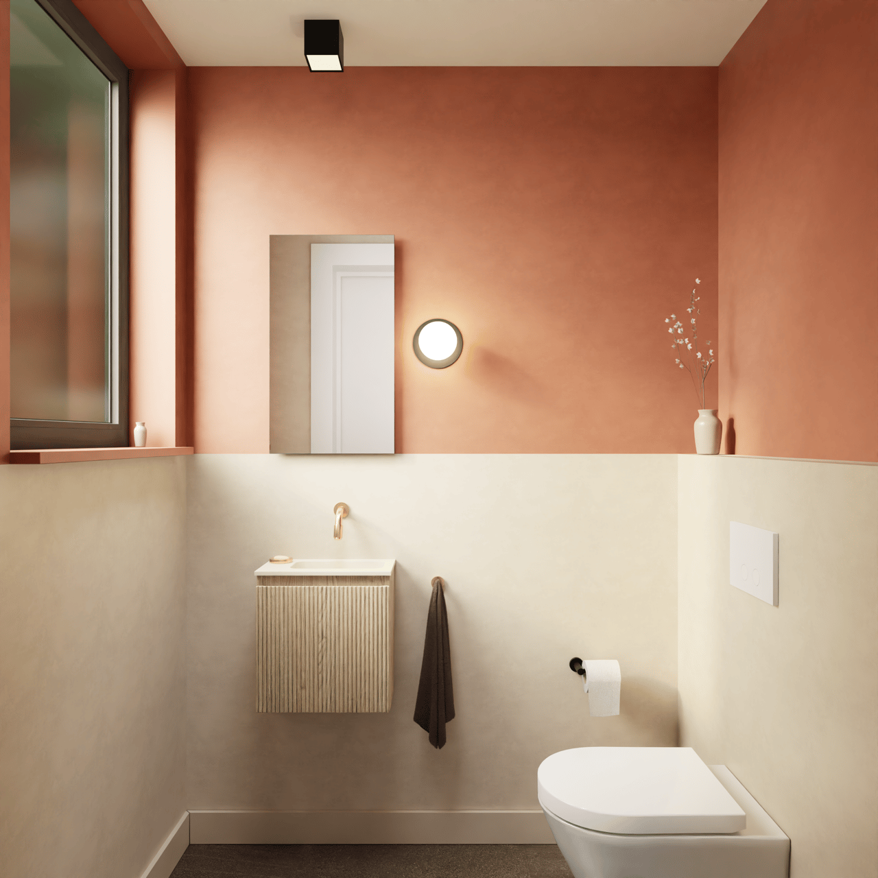 Storke Ribs zwevend toiletmeubelkast 40 x 22 cm ruwe eik