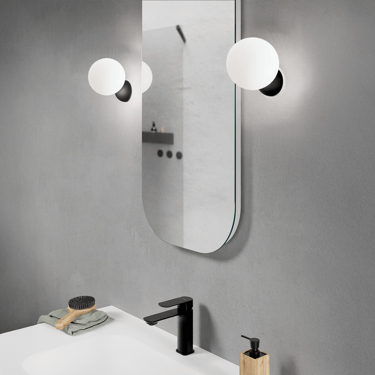 Balmani Globus LED Beleuchtung 12 cm schwarz (2er-Set)