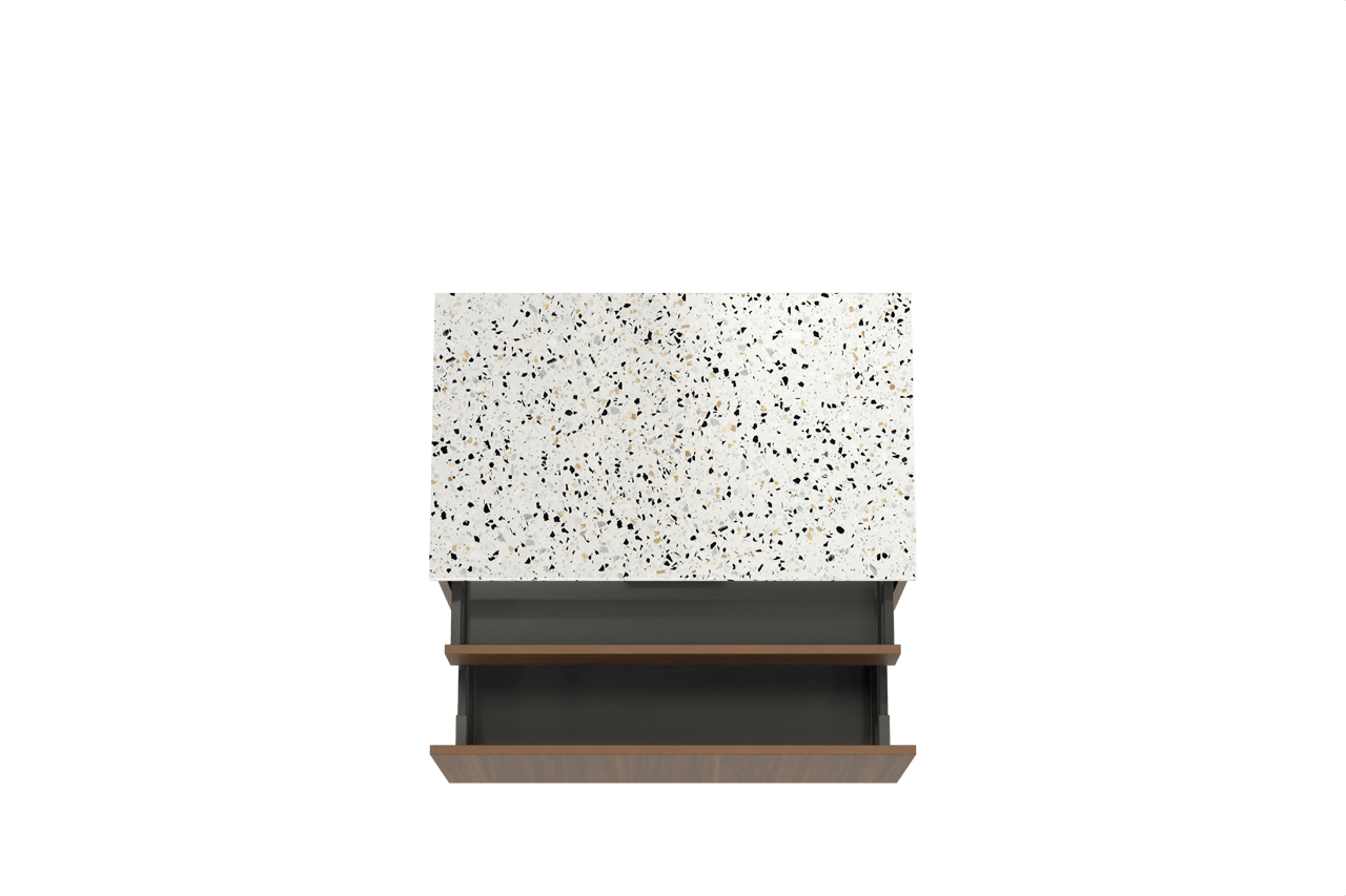 Balmani Sfera meuble salle de bains suspendu 90 x 55 cm noyer américain avec Stretto tablette simple en blanc/noir mat terrazzo