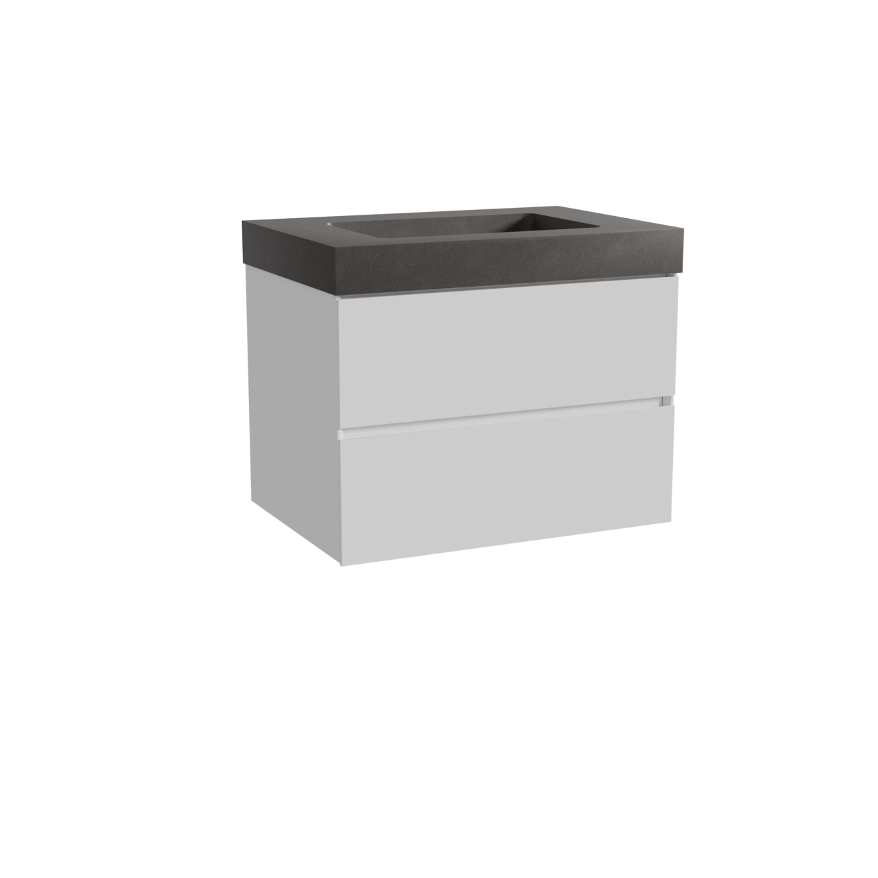 Storke Edge meuble salle de bains à poser 75 x 52 cm blanc brillant avec Scuro High plan simple en quartz noir mat