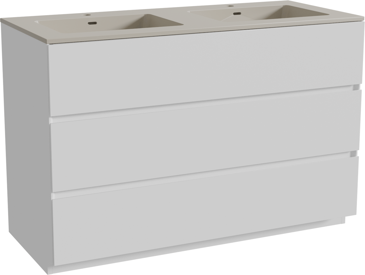 Storke Edge staand badmeubel 120 x 52 cm mat wit met Diva dubbele wastafel in top solid zijdegrijs