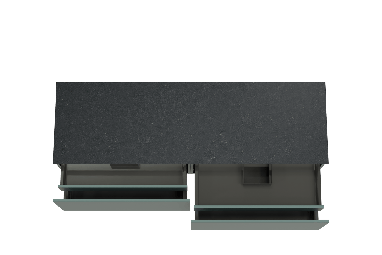 Balmani Sfera zwevend badmeubel 180 x 55 cm forest met Stretto enkel of dubbel wastafelblad in zwart graniet