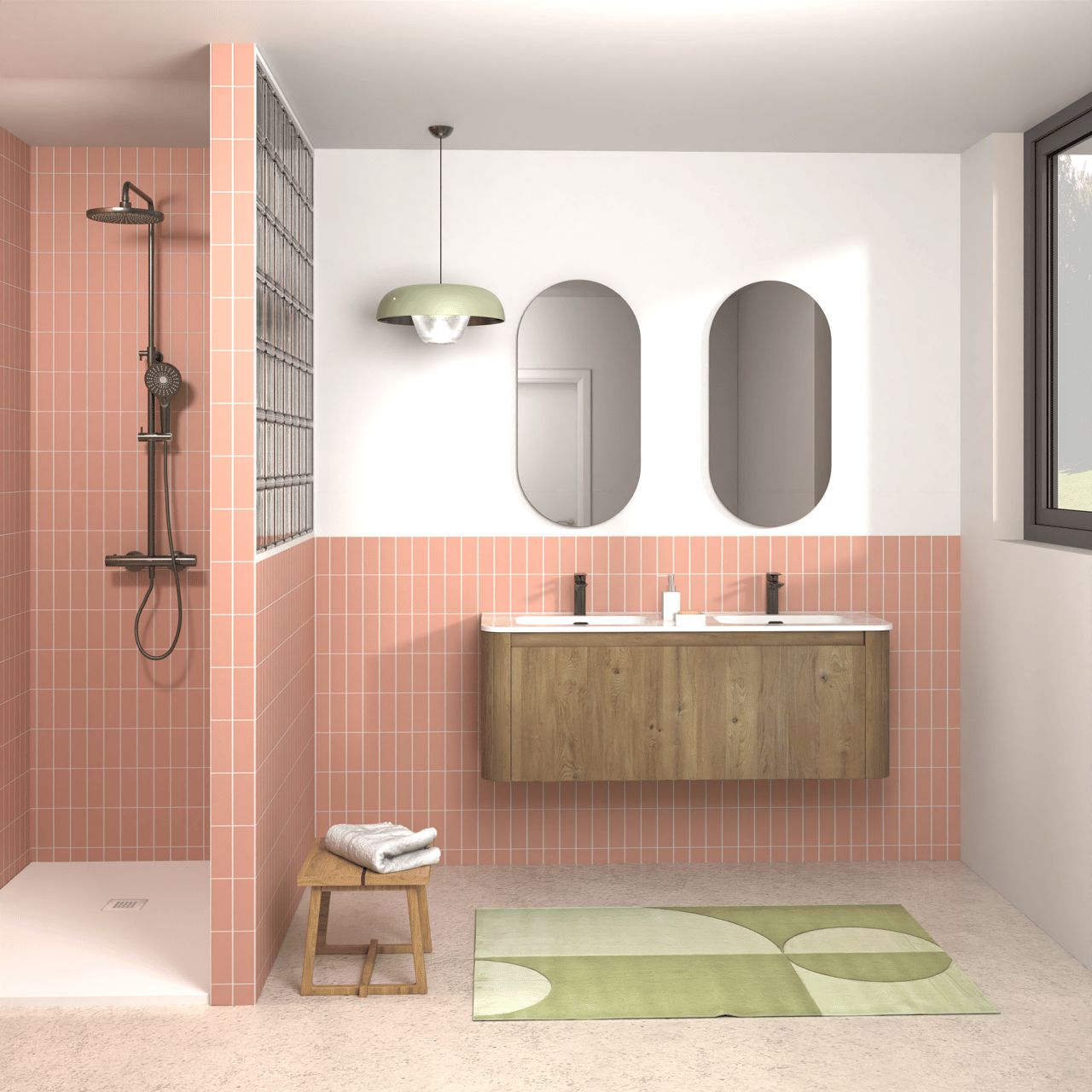 Storke Kera Soft double vasque porcelaine Blanc Brillant 140 x 46 cm