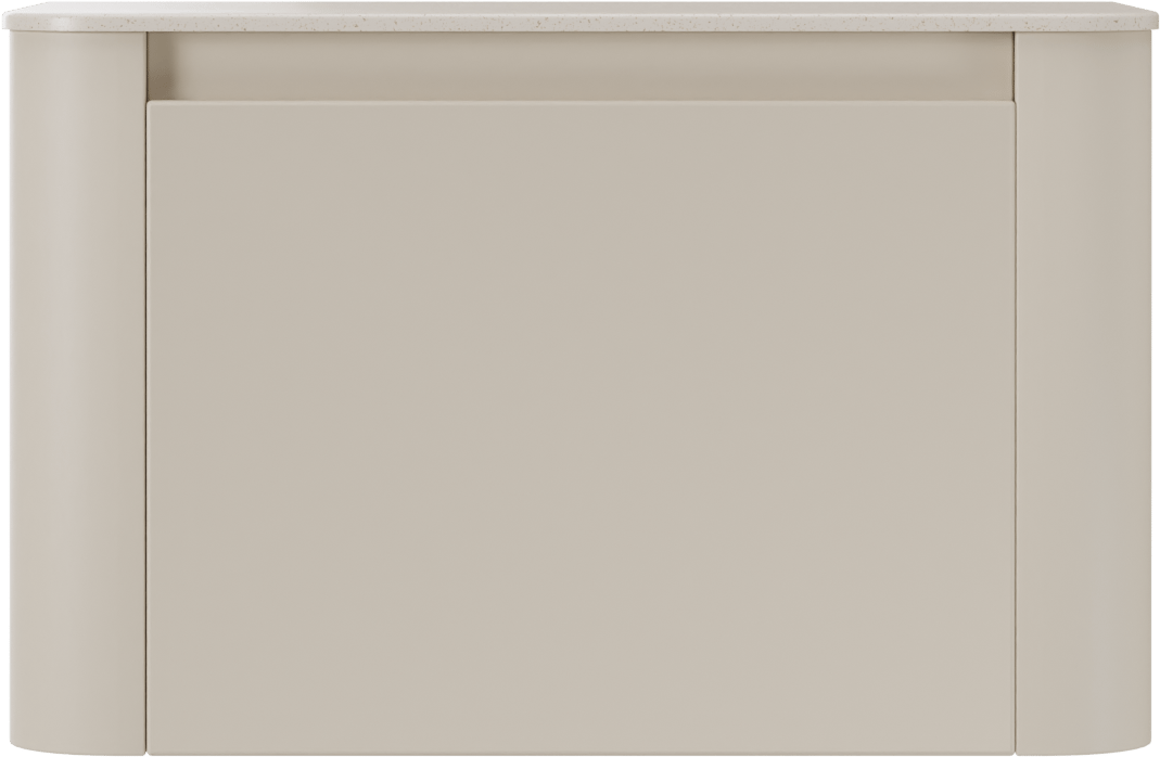 Storke Soft zwevend badmeubel 80 x 46 cm Sand mat met Tavola Soft enkel wastafelblad in solid surface beige granita