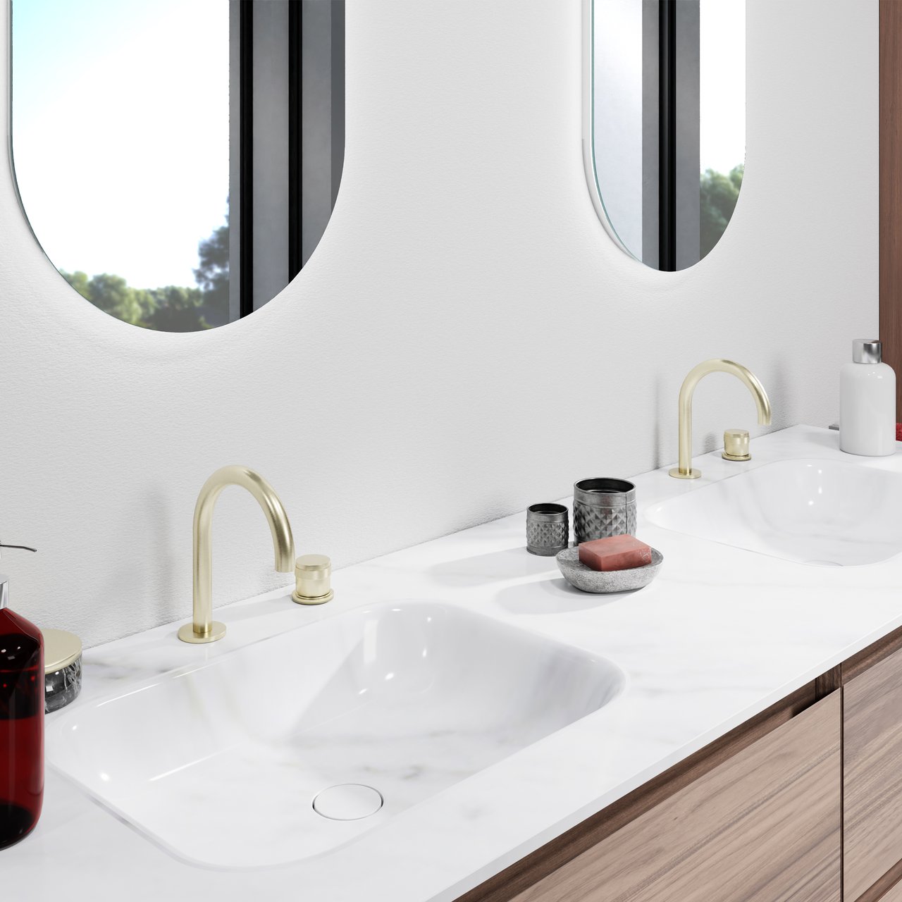 Blaufoss Pavilion Curve standaard wastafelkraan Brushed Champagne Gold