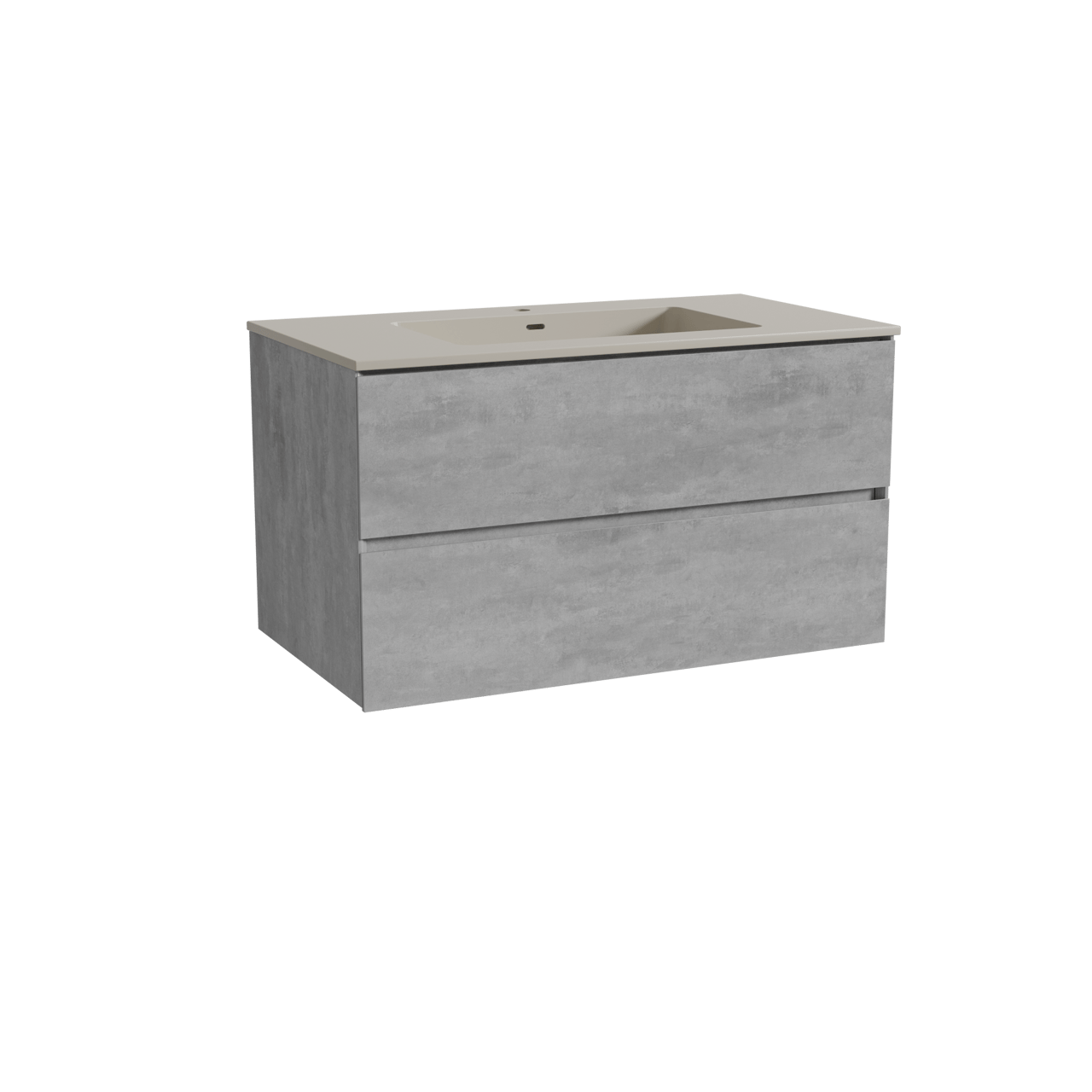 Storke Edge meuble salle de bains suspendu 95 x 52 cm béton gris foncé avec Diva plan simple en top solid soie grise