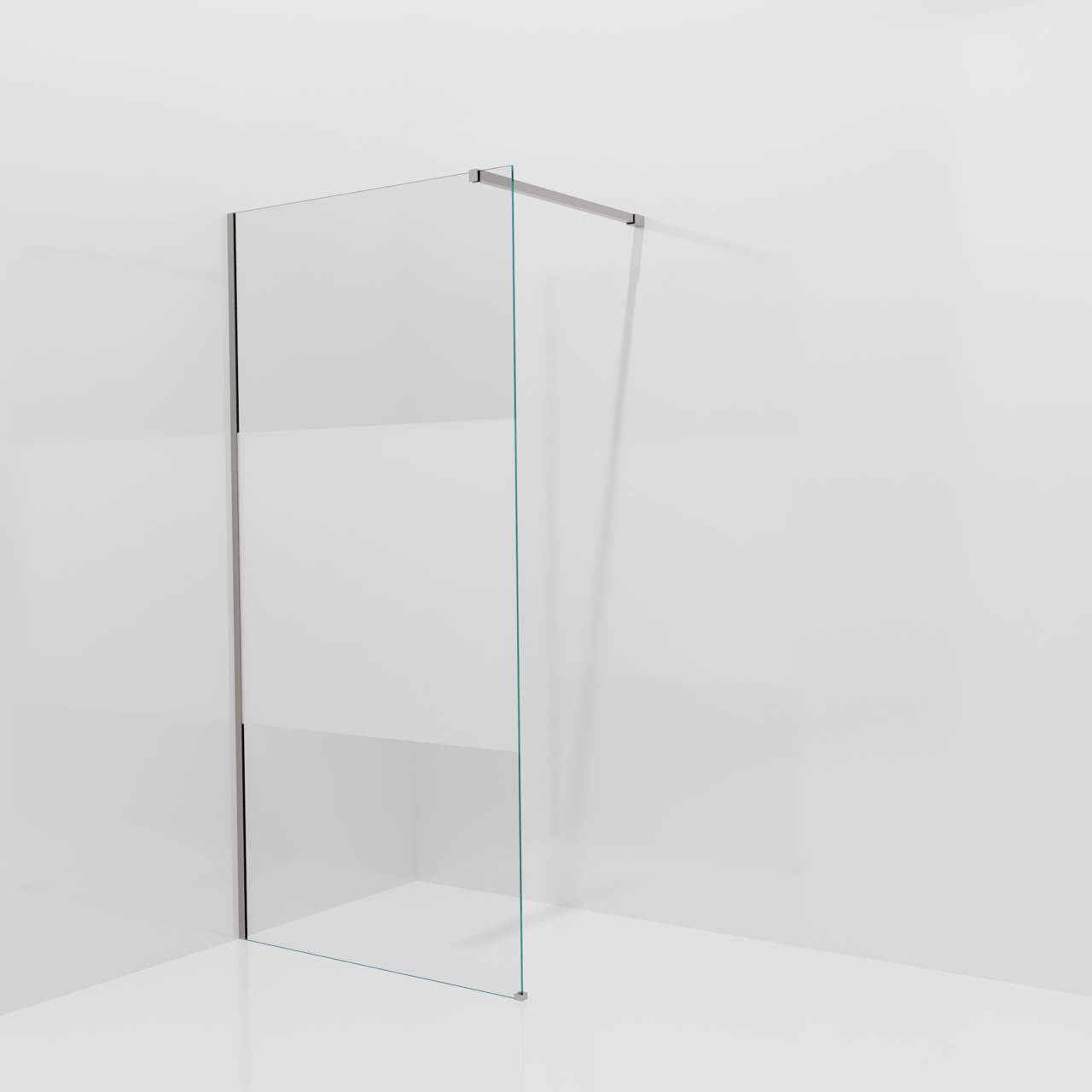 Balmani Modular Walk-In Dusche: 100 x 200 cm, Klarglas mit mattiertem Streifen, inklusive Coating, Profil Brushed Inox