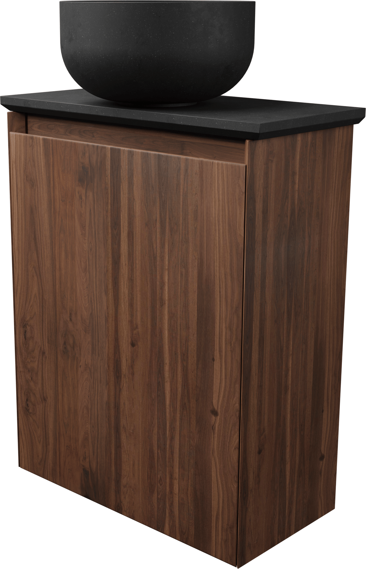 Balmani Mitra meuble wc suspendu 42 x 21 cm noyer américain avec Facetta tablette et Bowl vaque à poser en granite aiguisé