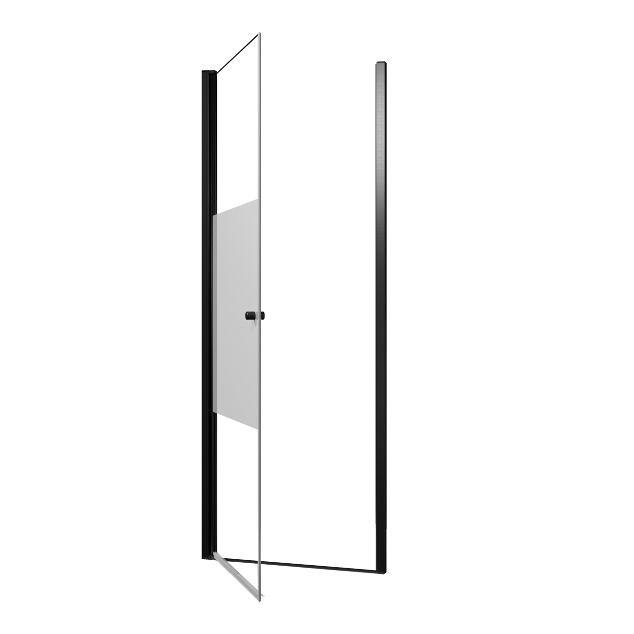 Luca Varess Kuresa porte pivotante 80 x 200 cm verre transparent avec bande mate profil noir mat