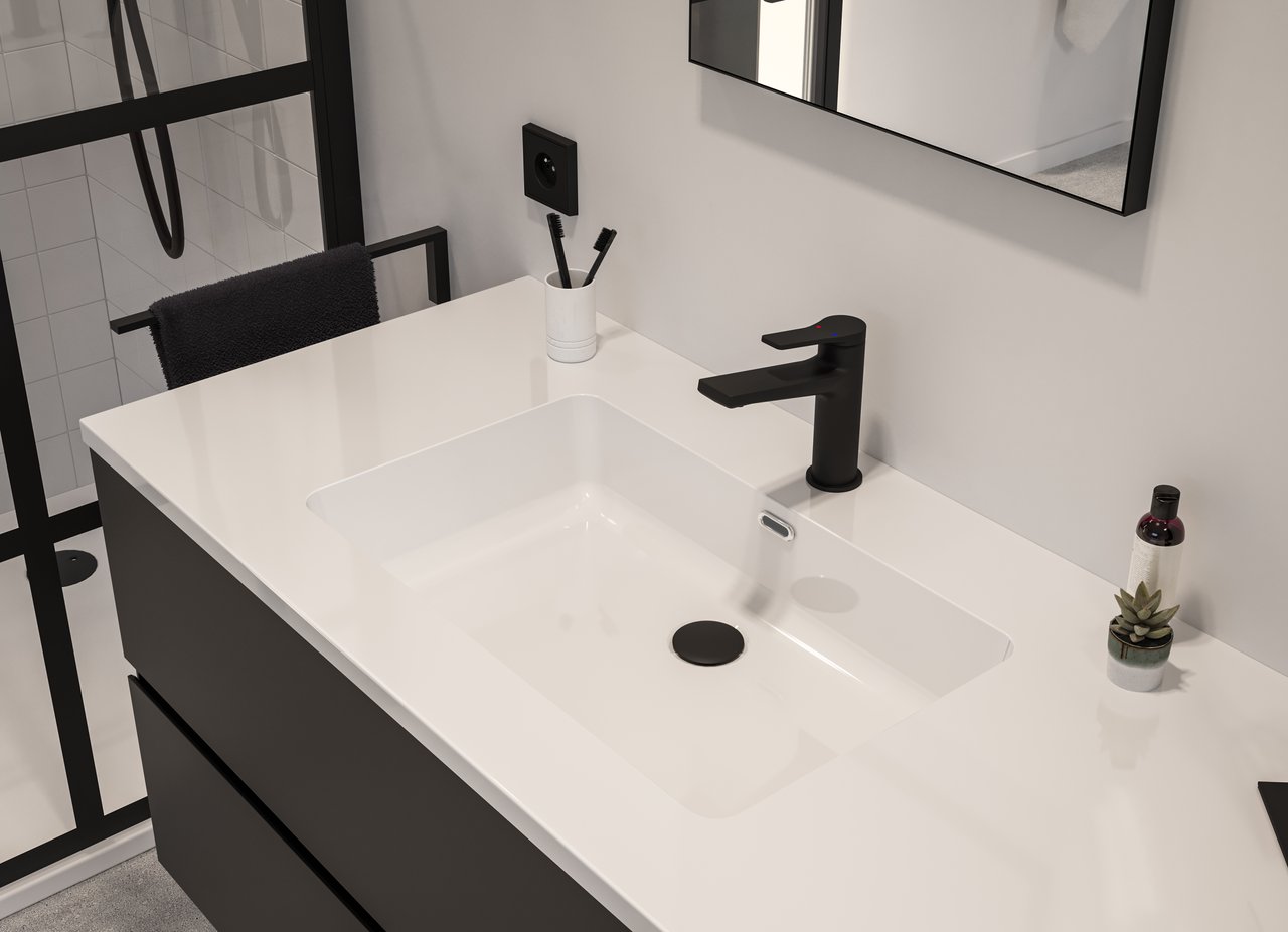 Storke Diva asymmetrisch linkse wastafel glanzend composiet marmer 150 x 52 cm