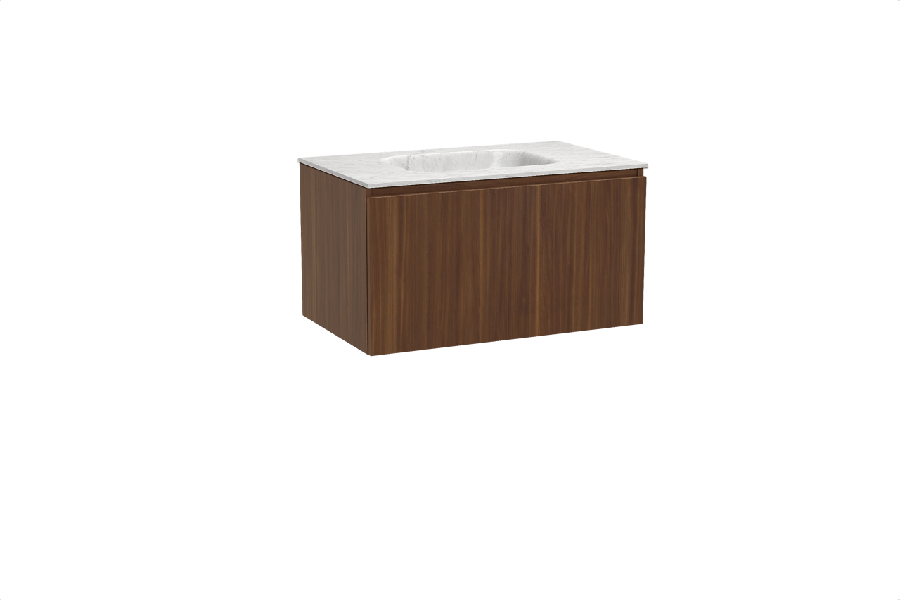 Balmani Sfera meuble salle de bains suspendu 90 x 55 cm noyer américain avec Tablo Arcato plan simple en marbre carrare