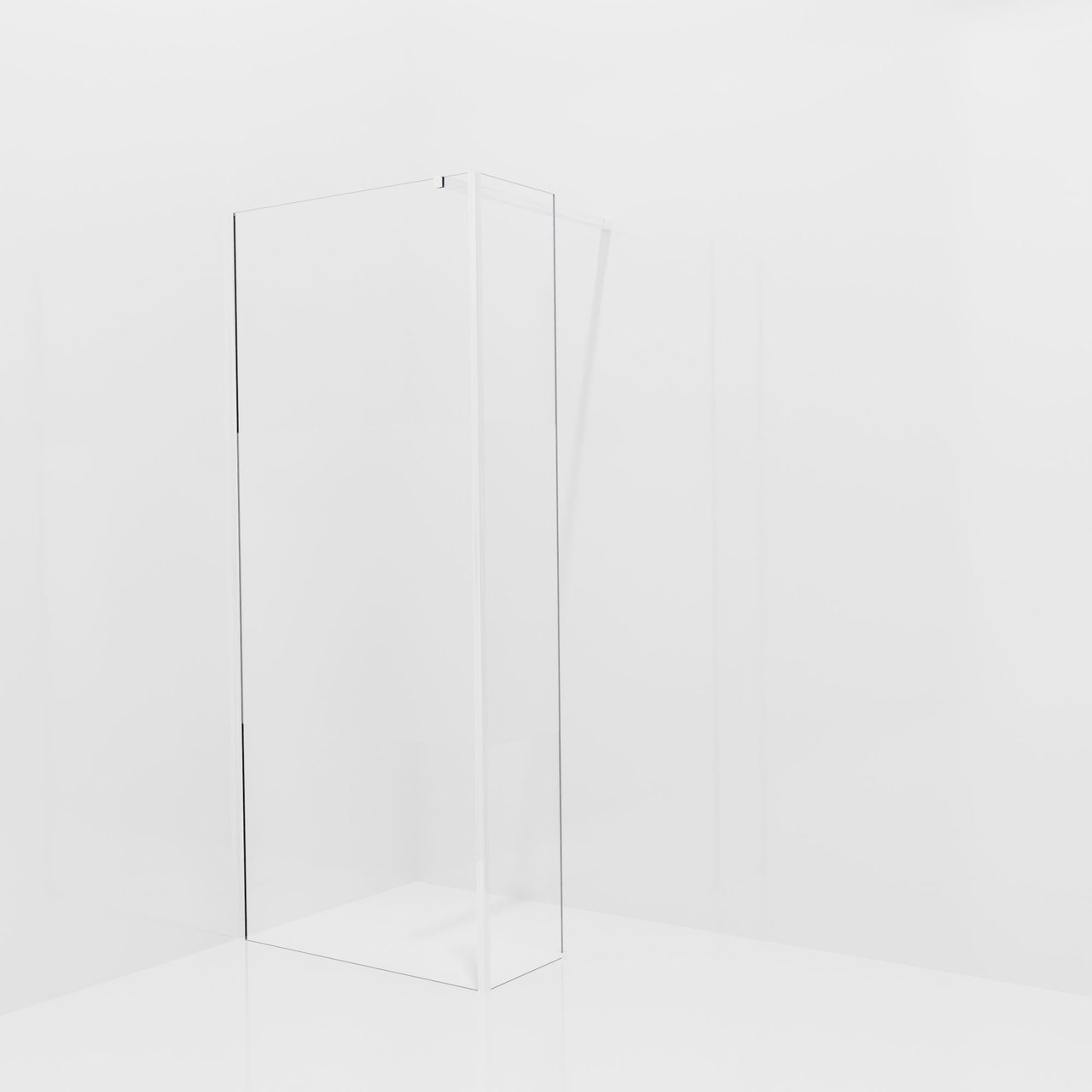 Balmani Modular Walk-In Dusche mit fester Seitenwand: 90 x 200 cm, Klarglas mit mattiertem Streifen, inklusive Coating, Profil Chrom glänzend