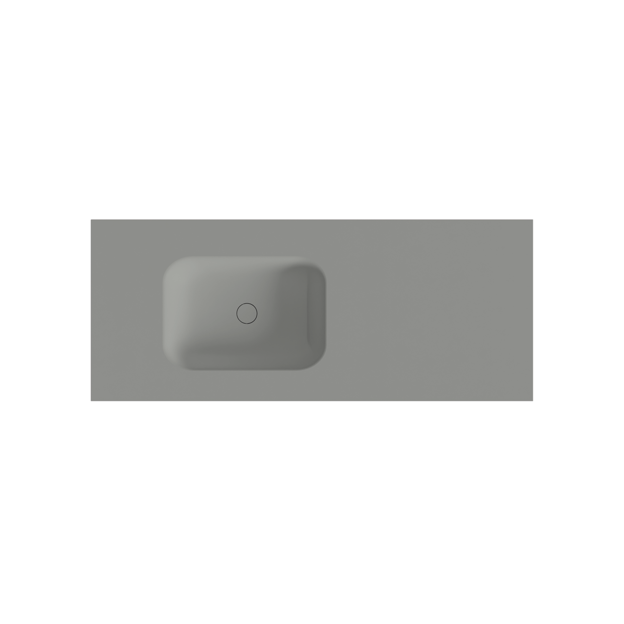 Balmani Tablo Arcato asymmetrisch linkse wastafel met afvoerplug mat steengrijze Solid Surface 135 x 55 cm