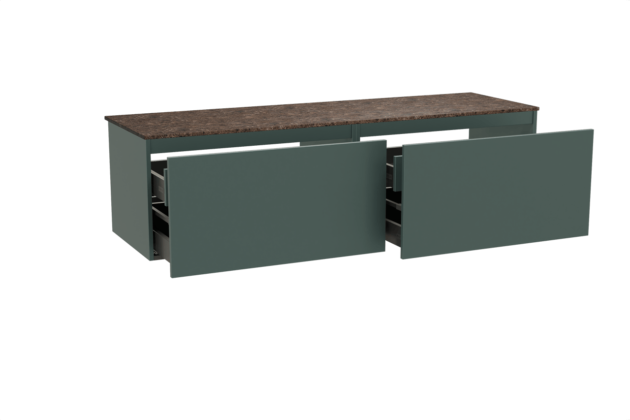 Balmani Sfera hängendes Möbelstück Set: 180 x 55 cm, Forest, mit Stretto Einzel- oder Doppel Waschtischplatte, Marmor Dark Emperador