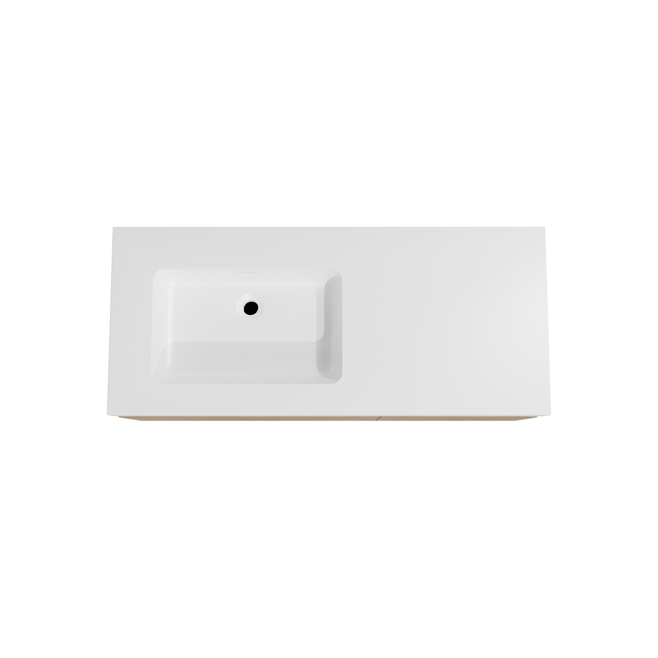 Storke Edge meuble salle de bains suspendu 120 x 52 cm chêne brut avec Mata High plan vasque asymétrique à gauche en solid surface blanc mat