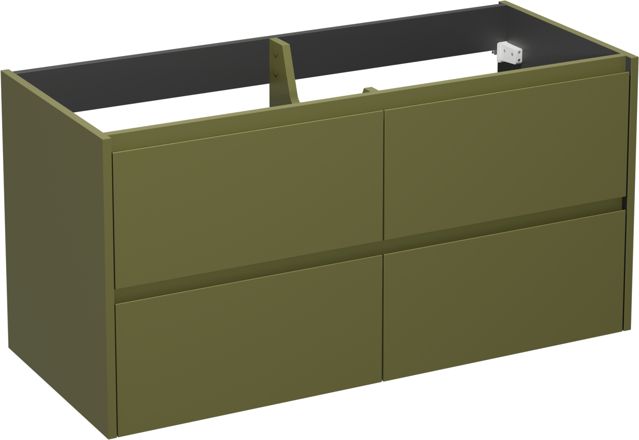 Storke Seda hängender Waschbeckenunterschrank: 120 x 52 cm, Olivgrün, 4 Schubladen