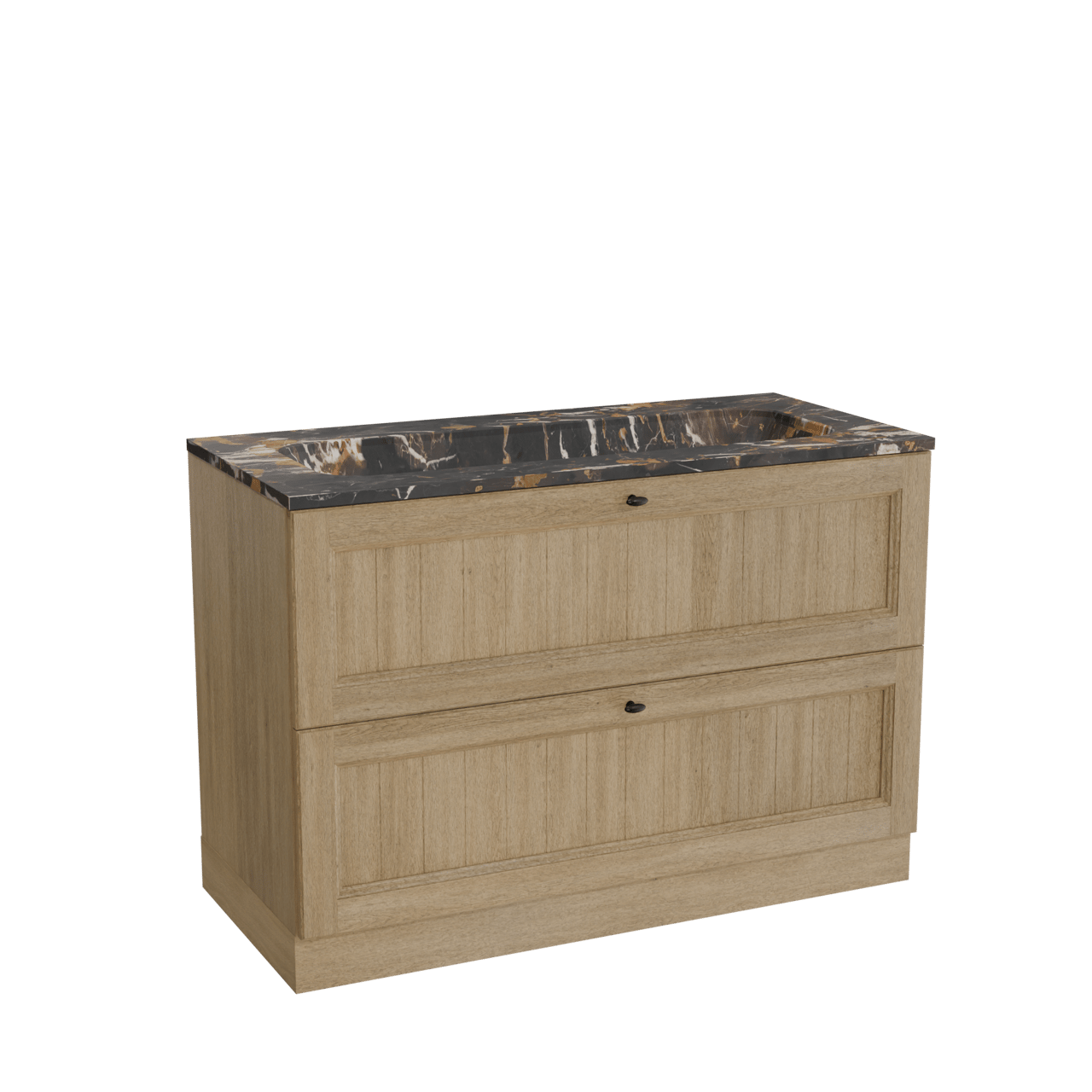 Balmani Lemon meuble salle de bains à poser 120 x 55 cm chêne vieilli avec Tablo Arcato plan simple pour 2 trous de robinet en marbre portoro gold