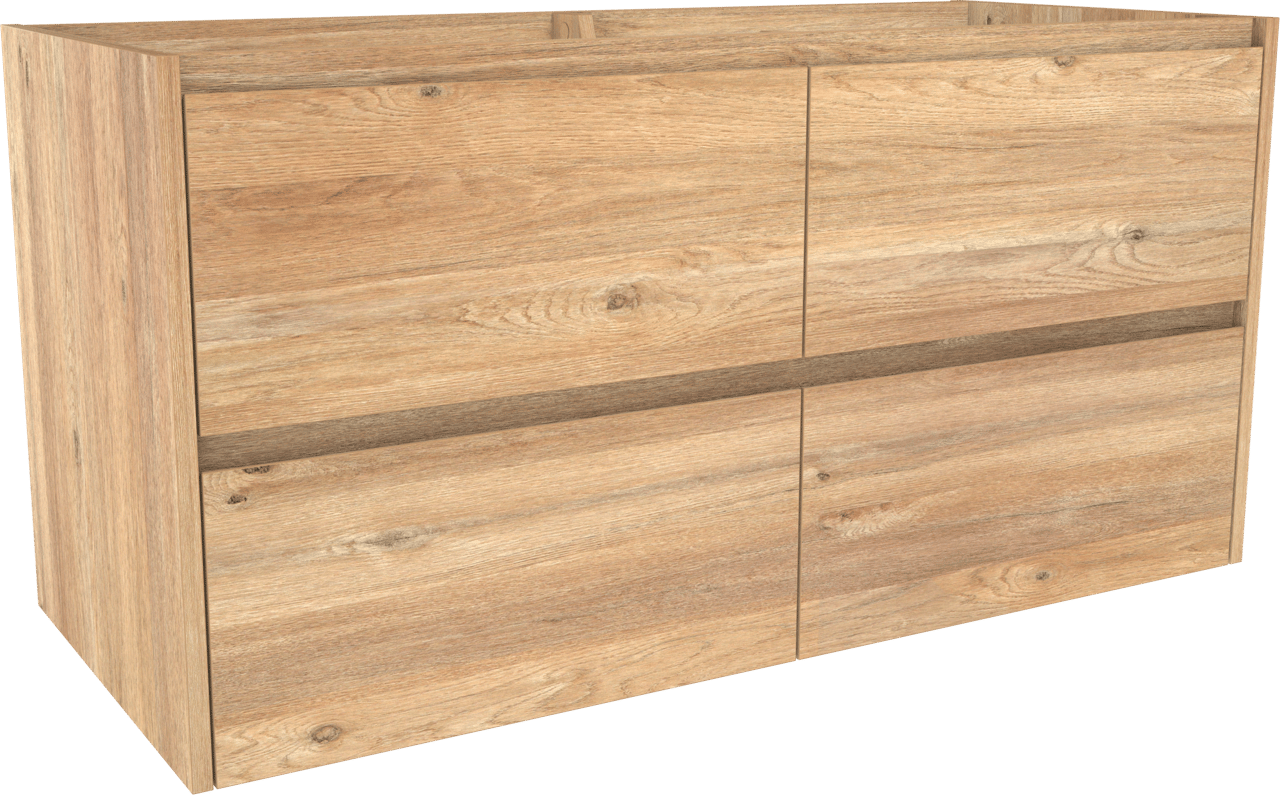 Storke Seda hängender Waschbeckenunterschrank: 120 x 52 cm, Eiche rustikal, 4 Schubladen