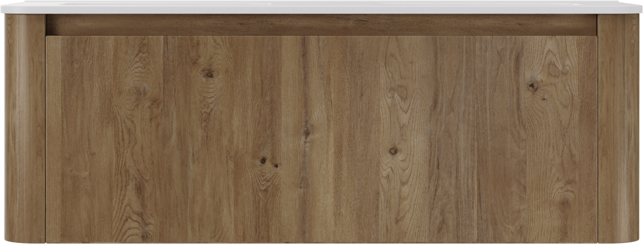 Storke Soft meuble salle de bains suspendu 140 x 46 cm chêne brut avec Kera Soft double vasque en porcelaine blanc mat
