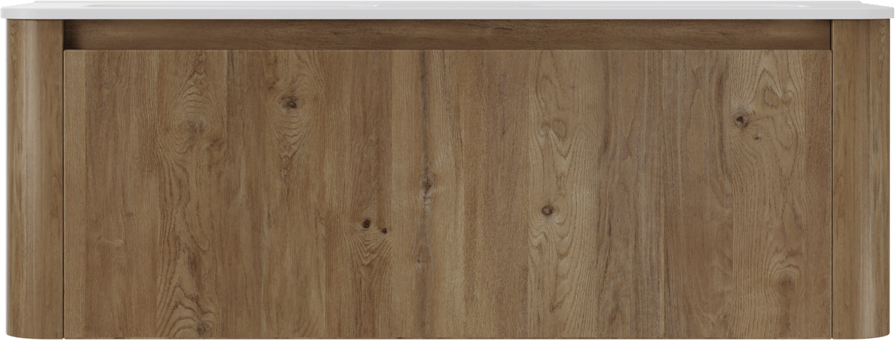 Storke Soft meuble salle de bains suspendu 140 x 46 cm chêne brut avec Kera Soft double vasque en porcelaine blanc mat