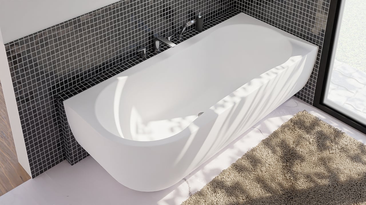 Luca Varess Ophelia tweepersoons hoekbad rechts 170 x 75 cm acryl mat wit