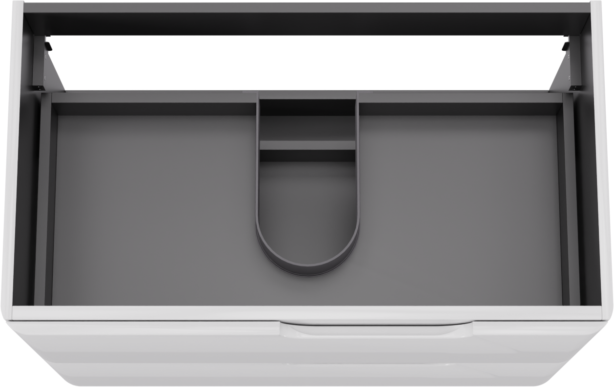 Linie Curvo hängender möbelstück Waschtischunterschränke 80 x 46 cm Weiβ glänzend 2 Schubladen