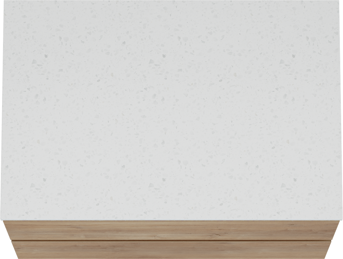 Linie Lado meuble salle de bains suspendu 70 x 46 cm chêne naturel avec Lado tablette simple en mélaminé terrazzo blanc