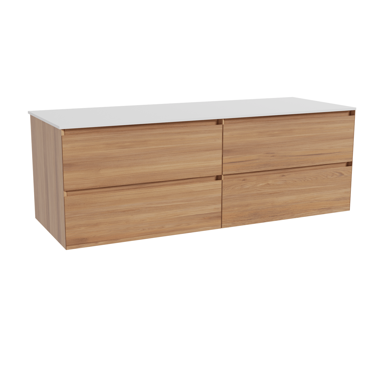 Balmani Mitra meuble salle de bains suspendu 150 x 55 cm teck avec Stretto tablette simple ou double en solid surface blanc mat