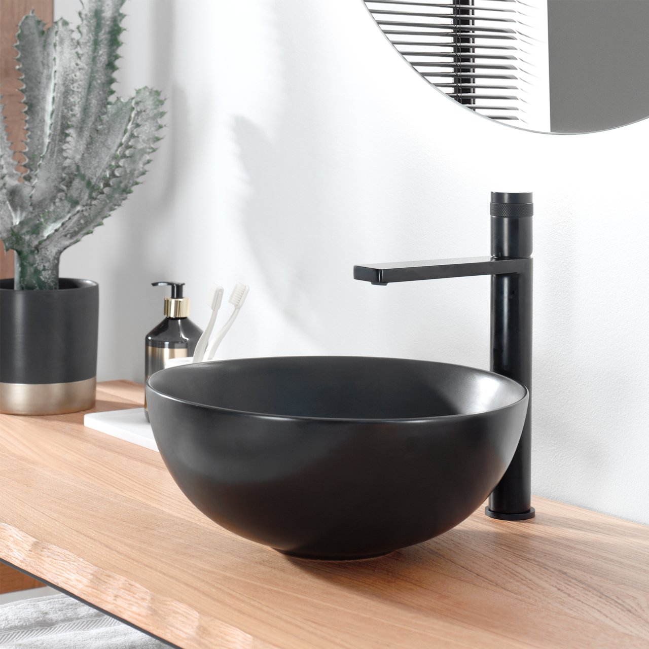 Blaufoss Sonic robinet de lavabo réhaussé noir mat