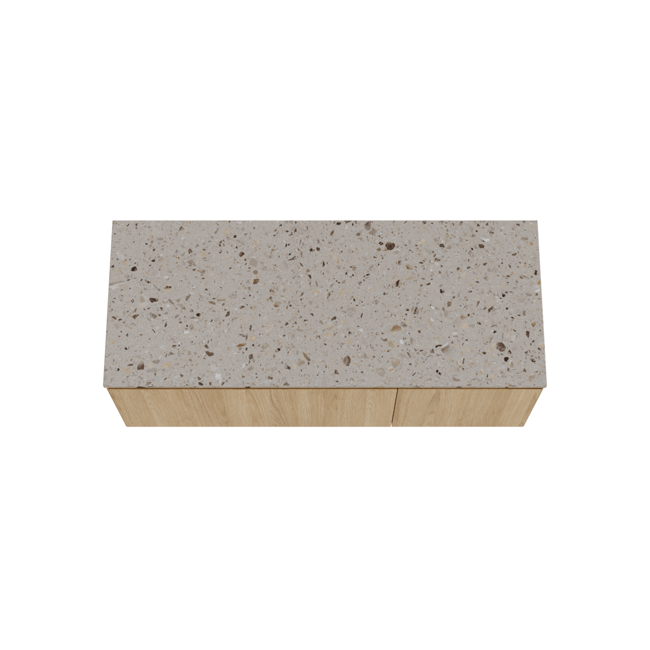 Balmani Idra zwevend badmeubel 135 x 55 cm naturel eiken met Stretto enkel of dubbel wastafelblad in terrazzo greige terrazzo